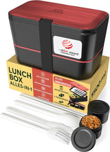 Umami lunchbox voor volwassenen, 4 bestek en compartiment lekvrije stapelbare bentobox, lunchbox voor volwassenen, saladecontainer voor onderweg, picknick-/bureaulunchbox, antracietgrijs, 1500 ml Naty Shop voedselbewaardozen zwart palissanderhout L - 1500 ml in elkaar stapelbaar
