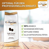 Coffeefair Cafe Creme Kaffeebohnen in Barista Qualität - 1kg voor Kaffeevollautomaten, Mischbohne voor Kaffee of Espresso gebruiktbar, schonende Trommelröstung