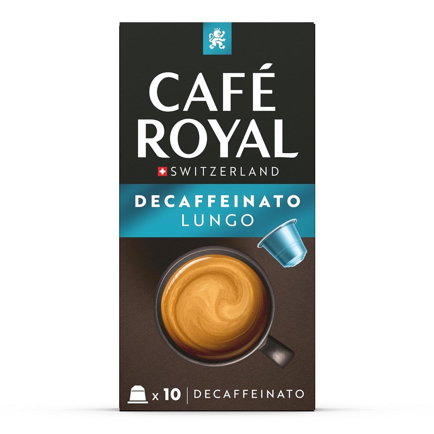 Café Royal Lungo Decaffeinato – Nespresso®-compatibele koffiecapsules, 100% Arabica, Intensität 5/12, Rainforest Alliance, cafeïnevrij, 100 capsules