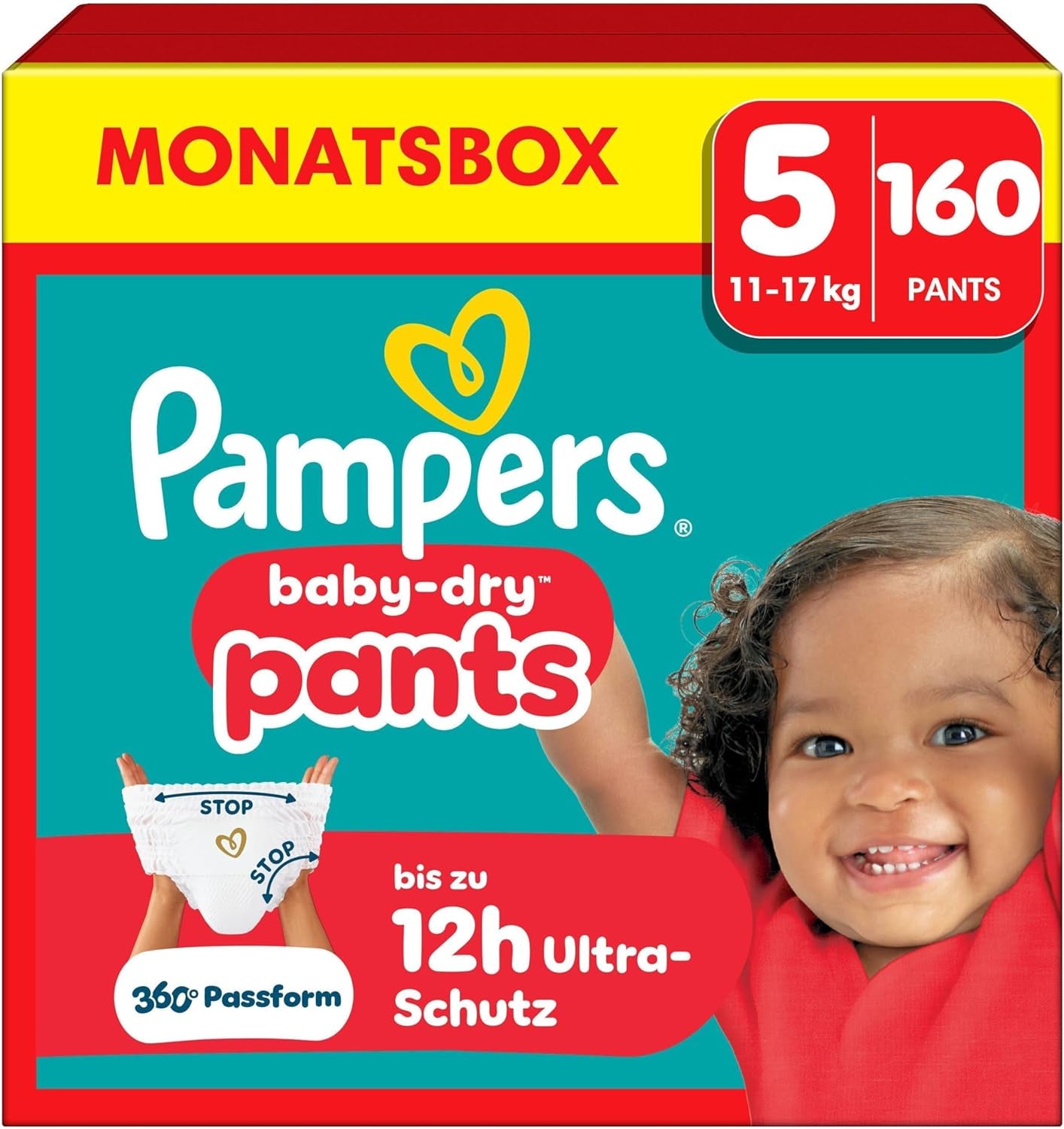 Pampers Baby-Dry Pants Größe 5, 160 Stück, 11kg-17kg, 360° auslaufsichere Geschikt voor dag en nacht