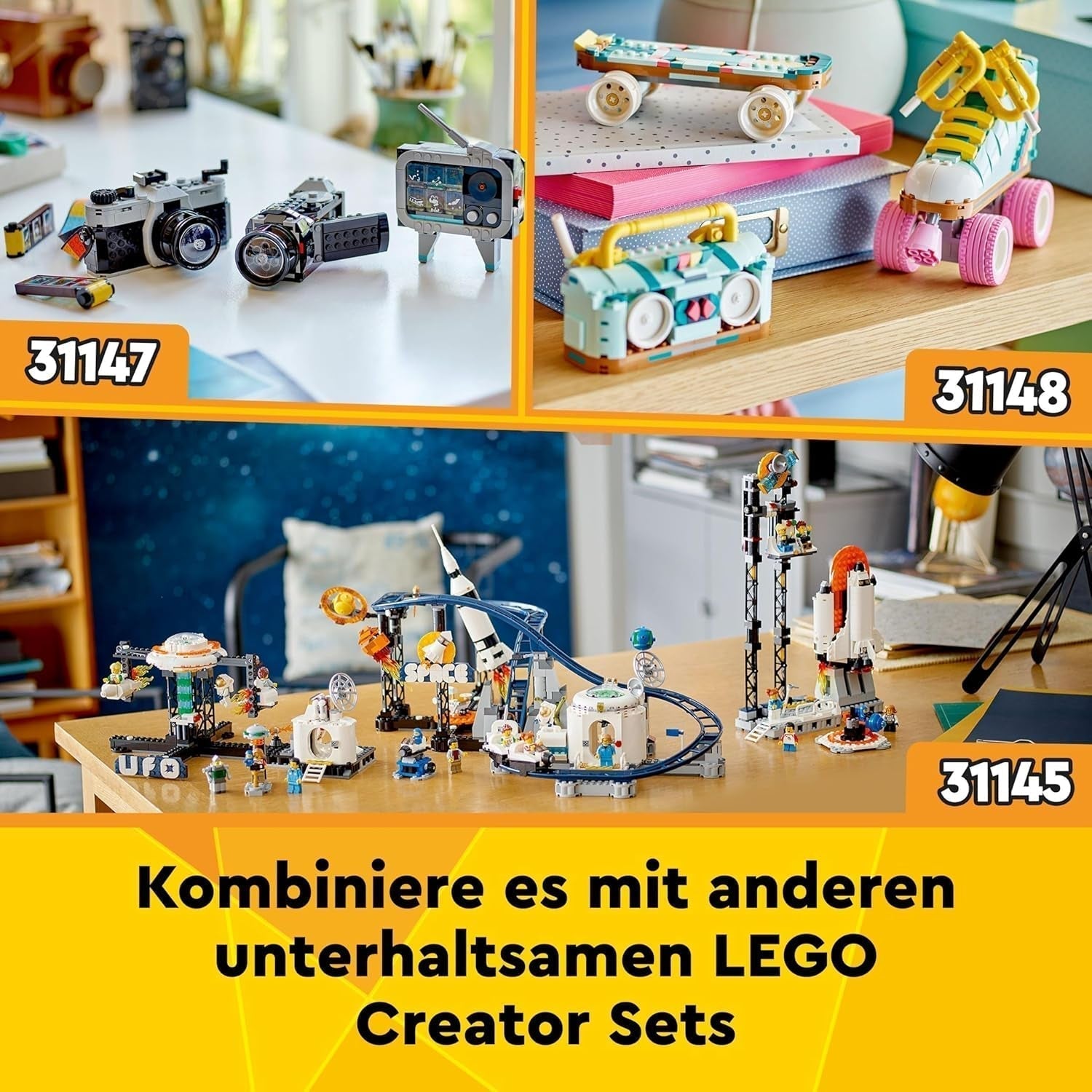 LEGO Creator 3In1 ruimteastronautspeelgoed, honden- en ruimteschipmodel voor kinderen, kleuterschooldecoraties, creatief cadeau voor jongens en meisjes vanaf 9 jaar 31152 Bouwsets Besuche in LEGO-Store