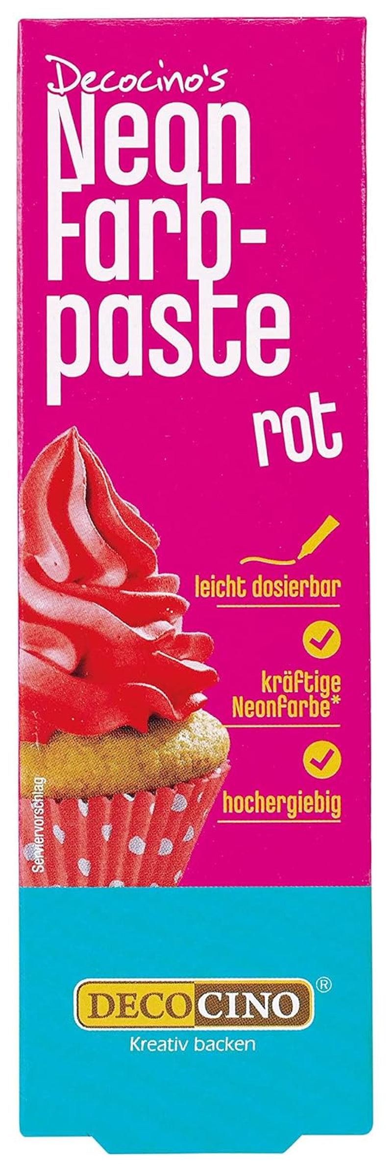 Decocino Neon Voedselpasta Rood - Hoge dosis kleurstof - Voor het kleuren van taarten, muffins, cupcakes - Smaakloos