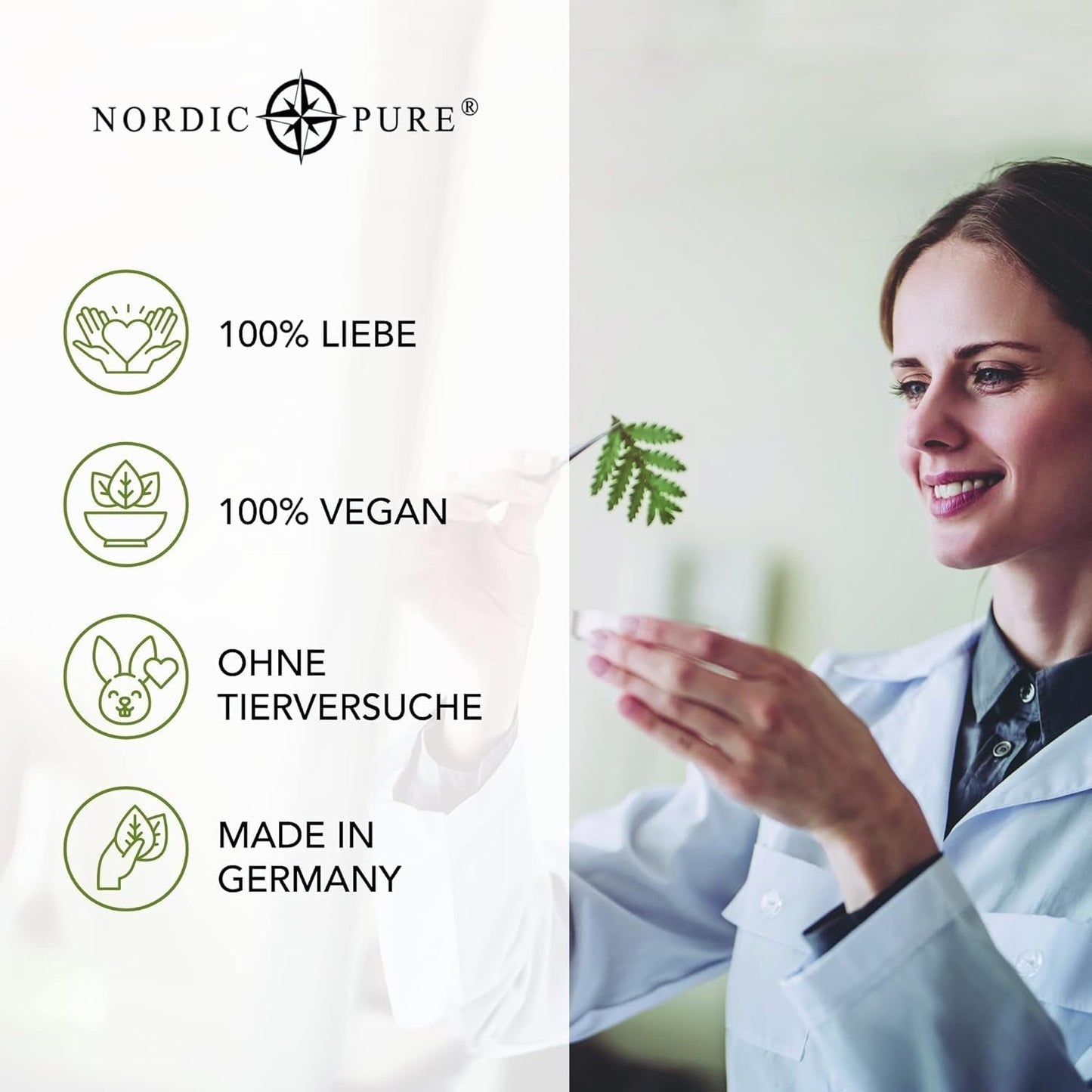 Haarbehandeling met basilicumextract van Nordic Pure | Voor de verzorging van dun, droog en kwetsbaar haar | Kan haaruitval voorkomen 100ml Naty Shop haarverzorging