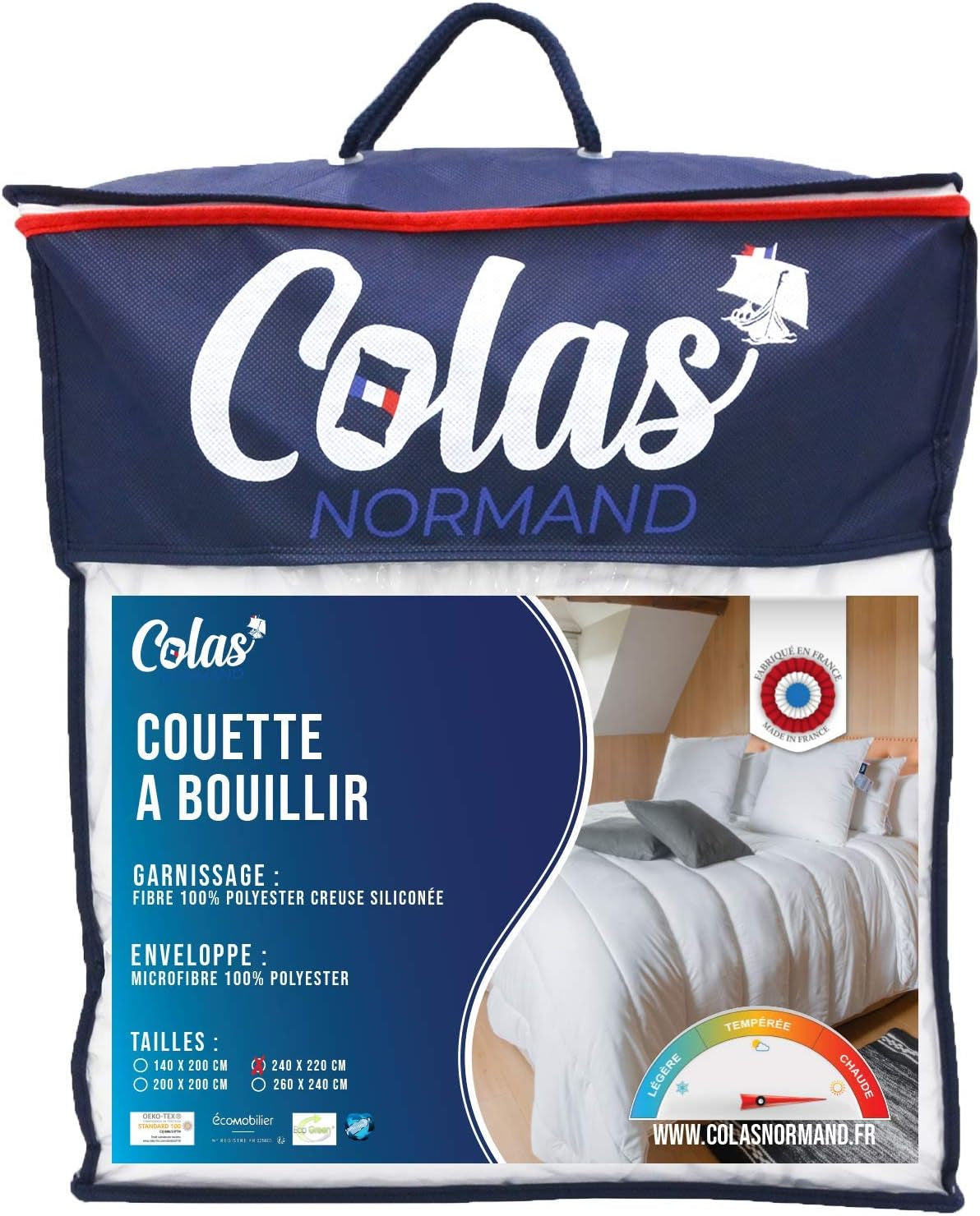 COLAS NORMAND Warm dekbed, wasbaar op 95°C, 240 x 220 cm, duurzaam, microvezel, zacht, zijdeachtig en comfortabel, gemaakt in Frankrijk, White Naty Shop dekbedden en dekbedden Standaardtitel