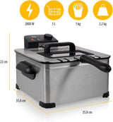 Tristar Friteuse, 1 grote mand en 2 kleine mandjes, regelbare thermostaat, koelzone, 5 liter, 2000 W, FR-6949 Apparaten Naty Shop
