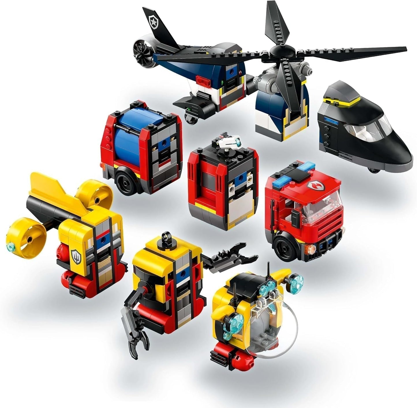 LEGO City Combiset met helikopter, leeuwenauto en onderzeeër en 3 minifiguren - bouwbare speelgoedvoertuigen voor jongens en meisjes vanaf 7 jaar - verjaardags- en feestdagencadeau 60462 Bouwsets Besuche in LEGO-Store