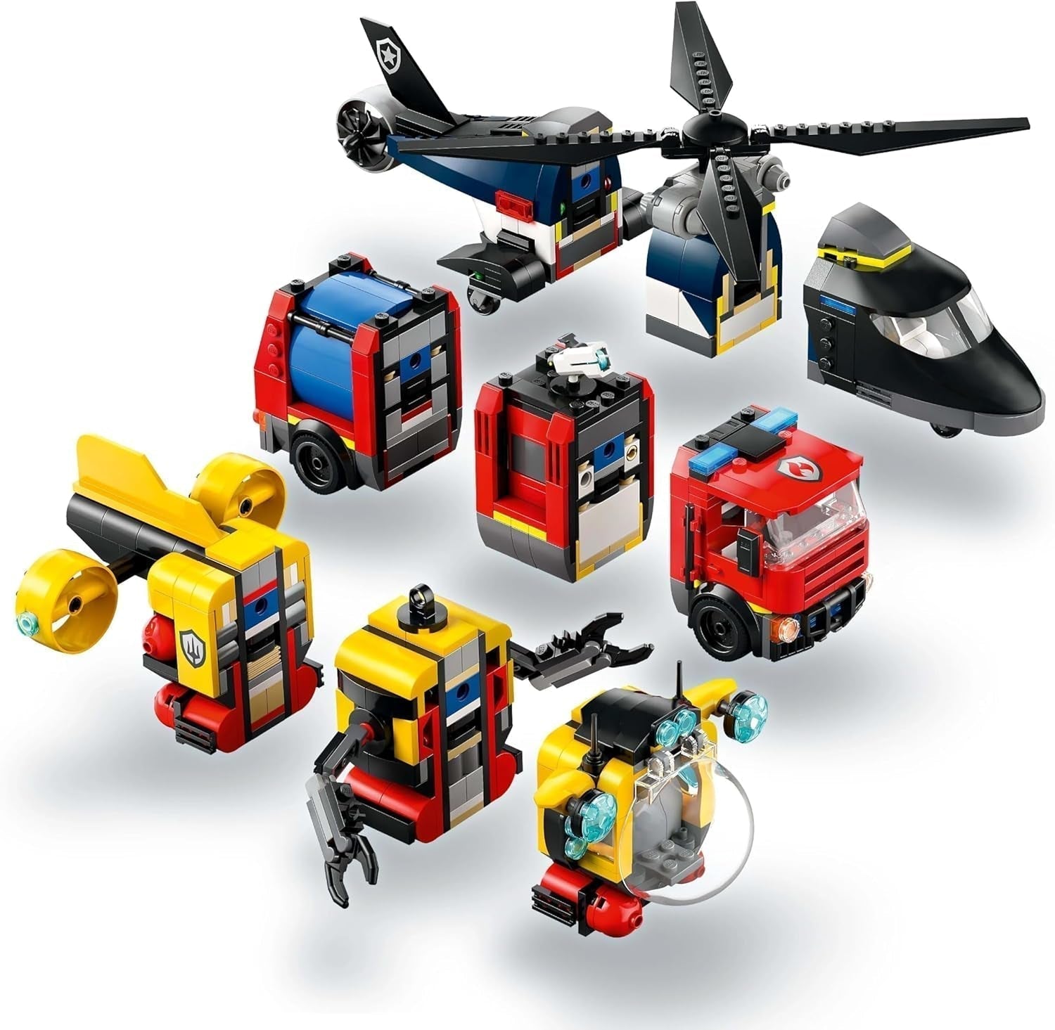LEGO City Combiset met helikopter, leeuwenauto en onderzeeër en 3 minifiguren - bouwbare speelgoedvoertuigen voor jongens en meisjes vanaf 7 jaar - verjaardags- en feestdagencadeau 60462 Bouwsets Besuche in LEGO-Store