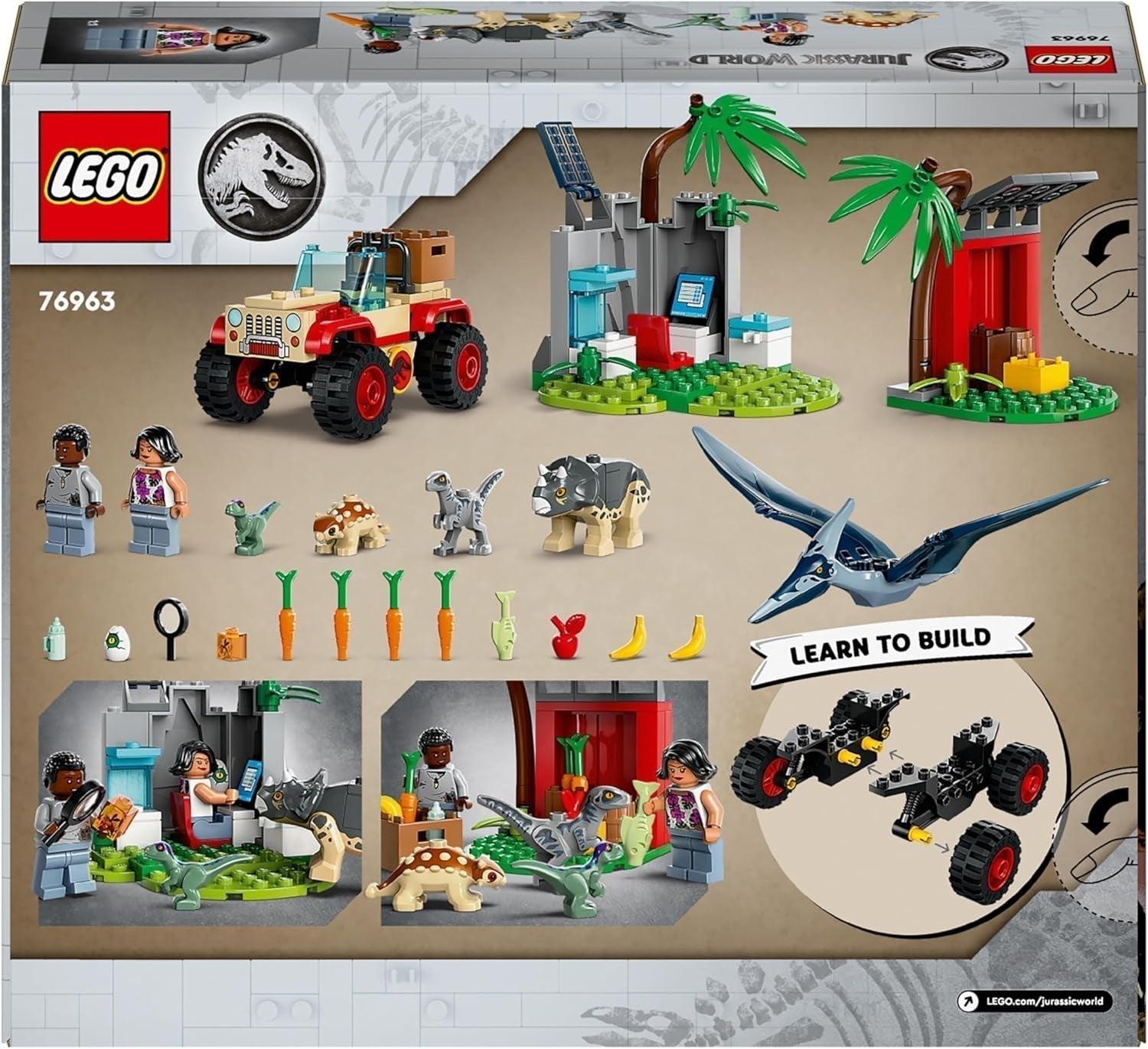 LEGO Jurassic World Rescue Center voor Baby Dinosaurs, set met kleine dinosaurusfiguren waaronder Triceratops, Ankylosaurus en Velociraptor, bouwcadeau voor jongens en meisjes vanaf 4 jaar 76963 Bouwsets Besuche den LEGO-Store