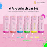 Goodbake Neonlebensmittelfarben 6 Farben Set – Intensieve Lebensmittelfarbe – Lebensmittelfarbpaste – Zum Einfärben Von Torten, Fondant, Botercreme Uvm. – 100% veganistische Naty Shop