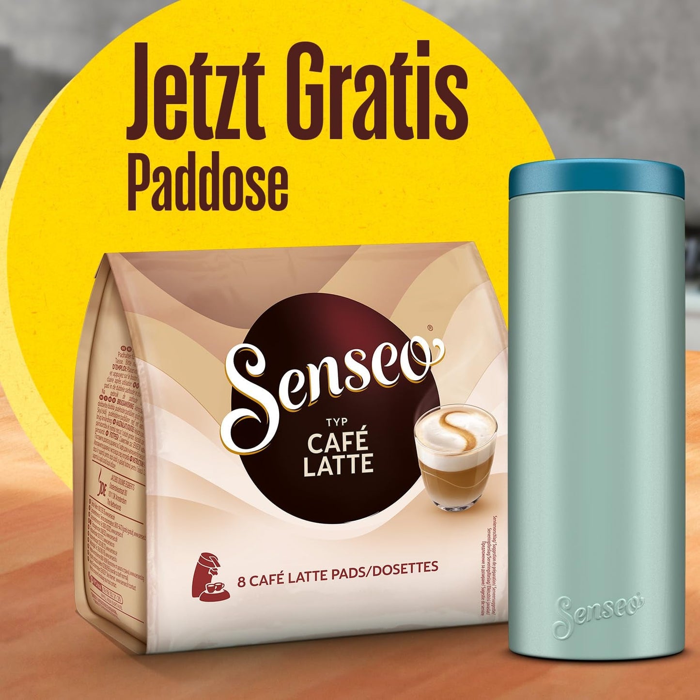 Senseo Pads Café Latte, 10 x 8 Getränke, 80 Kaffee Pos, inclusief Senseo Pad Dose