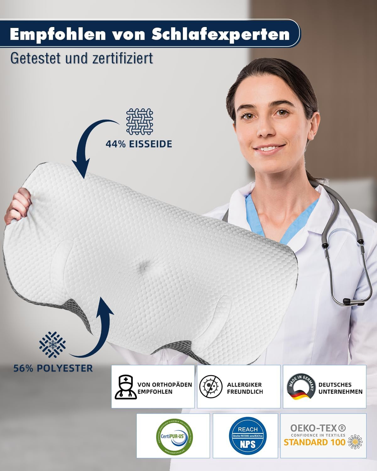 Nekkussen Orthopedisch kussen voor nekpijn Memory Foam kussen Ergonomisch kussen voor optimale ondersteuning Neksteunkussen voor laterale rug- en buiksteunen Cervicale orthopedische kussens Naty Shop