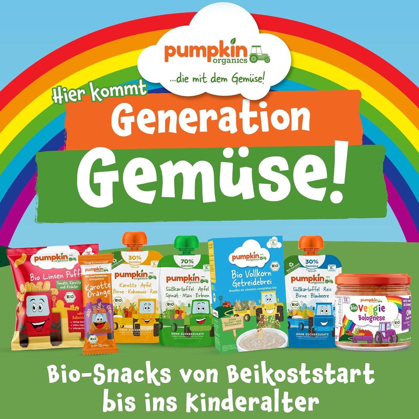 Pumpkin Organics Baby Meergranen Wortel- en Mangoringen (8 stuks) Babysnacks zonder additieven vanaf 12 maanden - Allergeenvrij² en glutenvrij³ Krokante babysnacks (8 x 20 g)