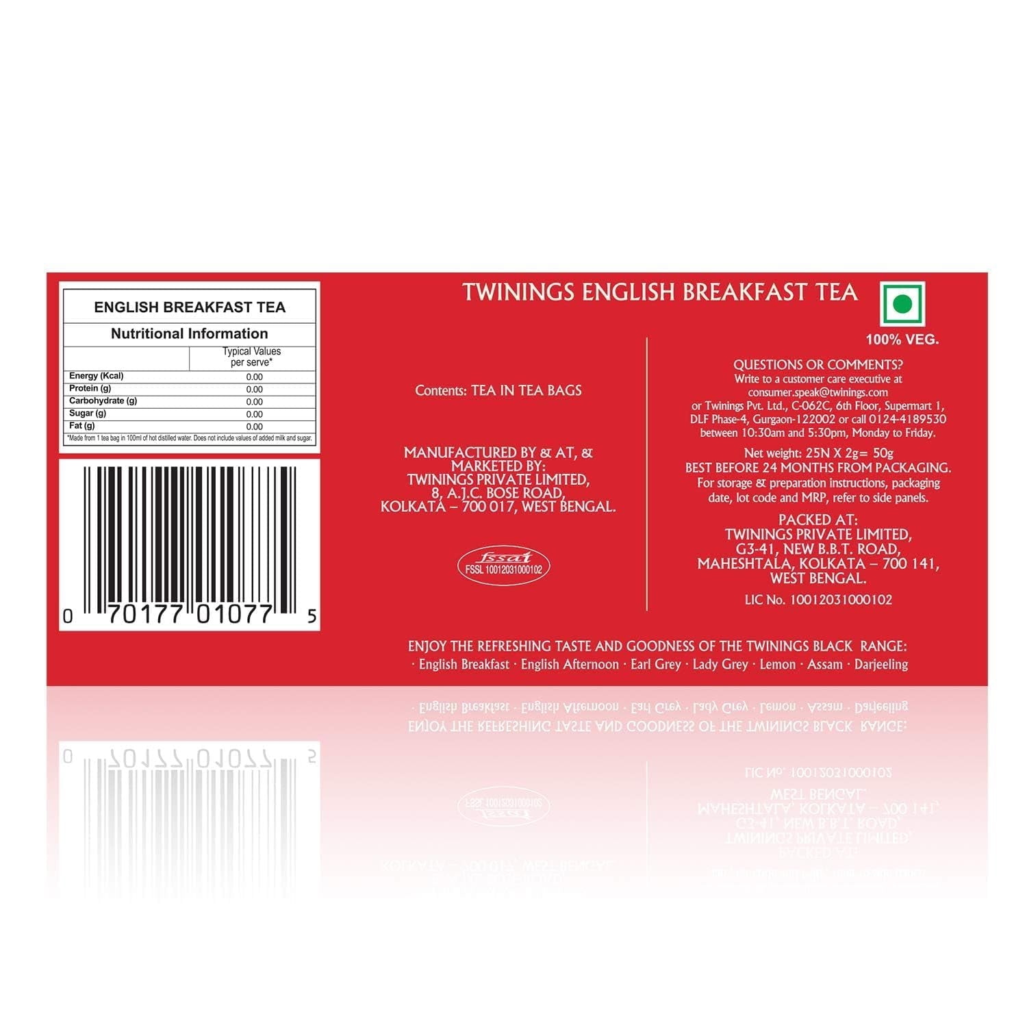 Twinings English Breakfast Black Tea 50g, 25 theezakjes, volle, ronde en sterke zwarte thee van de beste theeplantages in Sri Lanka en India. Zwarte thee, verpakking van 1 (1 x 50 g)