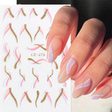 JMEOWIO Nagelsticker Französische Tipp 9 Blatt Nail Art Sticker Selbstklebend Nagelaufkleber Glitzer Wellenlinie Decoratie Nageldesign Zubehör