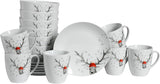 CreaTable, 21498, Luna Hirsch-serie, 18-delige serviesset voor 6 personen, porseleinen ontbijtset, vaatwasmachine- en magnetronbestendig, hoogwaardige productie