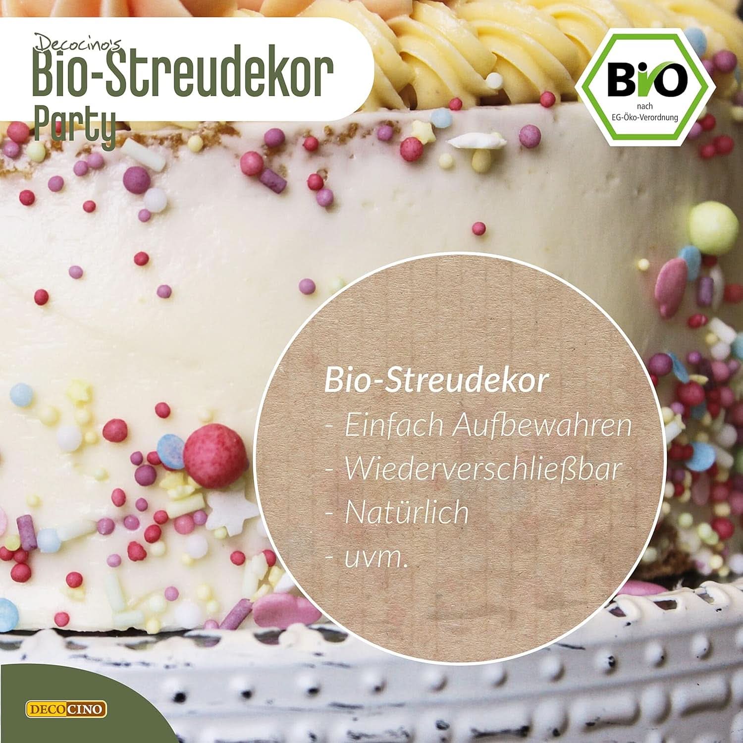 DECOCINO Biologische Dextrose Veganistische Suikerhagelslag, 60 gram Hagelslag Naty Shop