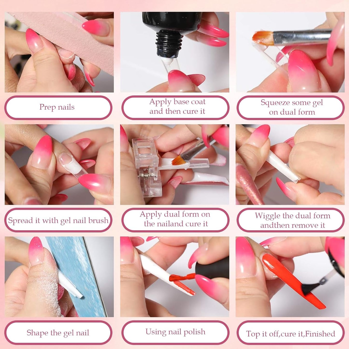 288 dubbele nagelformulierenset, dubbele vorm nagelkunstset, 12 nagelverlengingsformulieren, gelnagelformulieren, geschikt voor beginners en manicures