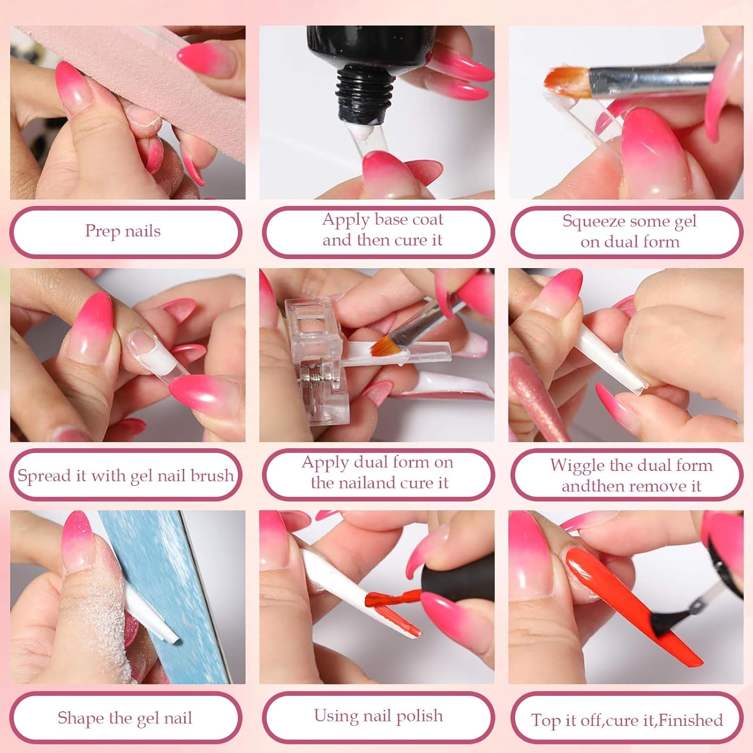 288 dubbele nagelformulierenset, dubbele vorm nagelkunstset, 12 nagelverlengingsformulieren, gelnagelformulieren, geschikt voor beginners en manicures