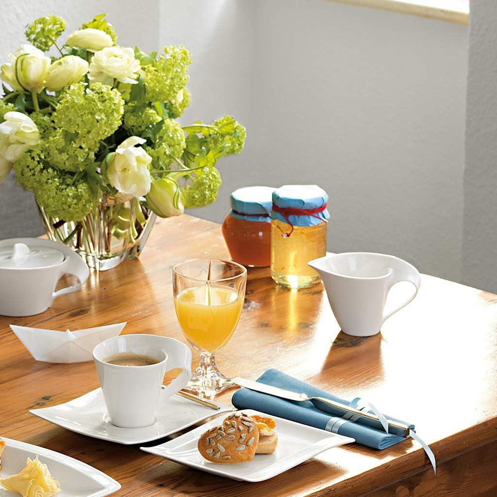 Villeroy & Boch NewWave melkkan, melkpak met gebogen handvat, premium porselein, vaatwasser- en magnetronbestendig, wit, 200 ml