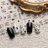 JMEOWIO Nagelsticker Bunte Herz Schleife 6 Blatt Nail Art Sticker Selbstklebend Nagelaufkleber Decoratie Nageldesign Zubehör