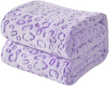 FY FIBRE HOUSE flanellen fleece plaid, microvezeldeken met 3D cheetah print, 228 X 274 cm, paars Quilts en quilts Naty Shop Violet 90 "X108"