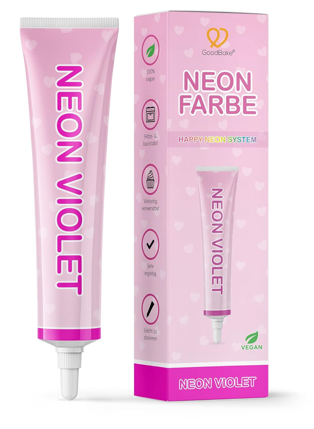 Goodbake Neonlebensmittelfarben 6 Farben Set – Intensieve Lebensmittelfarbe – Lebensmittelfarbpaste – Zum Einfärben Von Torten, Fondant, Botercreme Uvm. – 100% Veganistisch Naty Shop Neon Violett