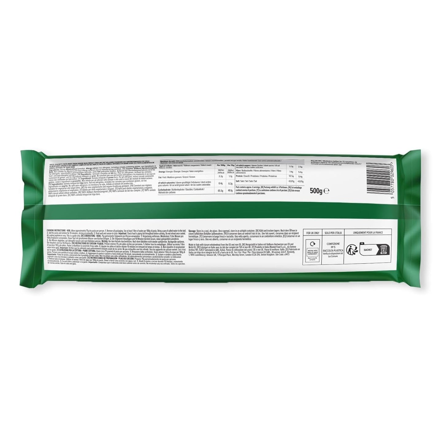 Volkorenspaghetti van Amazon, 500g