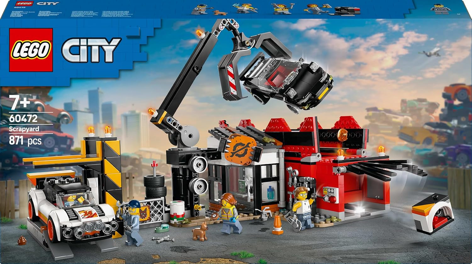 LEGO City schroothoop met auto's - speelgoed met schrootpers en kraan, 2 speelgoedauto's, 4 werkende minifiguren en kantoorgebouw - verjaardagscadeaus voor jongens en meisjes vanaf 8 jaar 60472 Besuche den LEGO-Store bouwsets
