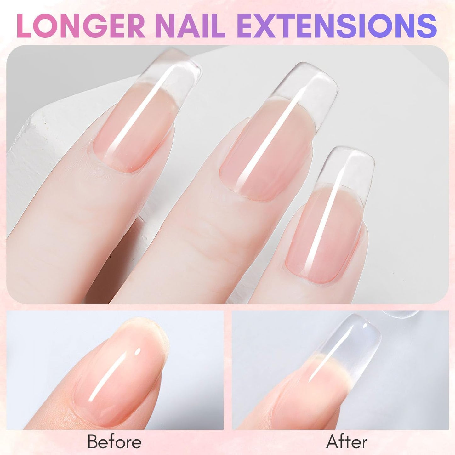 Makartt Poly Nail Extension Gel - 50 ML Extension Builder Acryl Poly Nägel Aufbaugel Extender Gel voor gelnagels voor nagelverlängerung, nagelstärkung, Nail Art Decoratie (transparant)