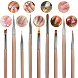 10 Stück Nailart Pinsel Set, Braun Nail Art Penselen Nailart Design Pinsel Nageldesign Pinselfür Gelnägelfür Heimwerker Maniküre Salon Zuhause Nailpinsel Set