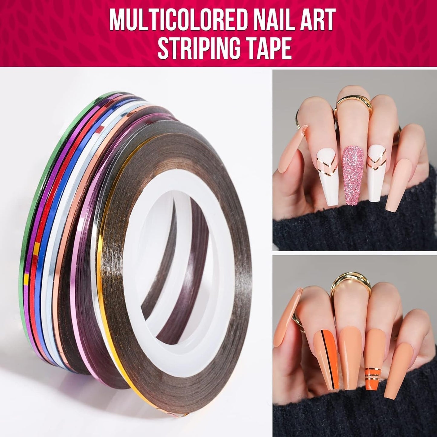 FANDAMEI Nail Art Brush Set, 15 Stücke Pinsel Für Gelnägel Nagel Pinsel, 5 Stücke Dotted Pen, 10 Rolle Streifenband Nägel, Strasssteine ​​​​Nägel, Ultra Dünn Nagel Pailetten voor Nagelkunst Maniküre Set