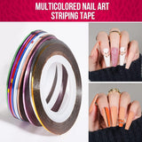 FANDAMEI Nail Art Brush Set, 15 Stücke Pinsel Für Gelnägel Nagel Pinsel, 5 Stücke Dotted Pen, 10 Rolle Streifenband Nägel, Strasssteine ​​​​Nägel, Ultra Dünn Nagel Pailetten voor Nagelkunst Maniküre Set