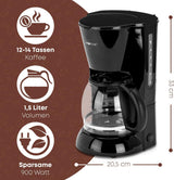 Clatronic® espressomachine | Automatische espressomachine voor 12-14 kopjes (ca. 1,5 liter) | Espressomachine met filter en antidruppelsysteem | 900W | Espressor KA 3473 Zwart