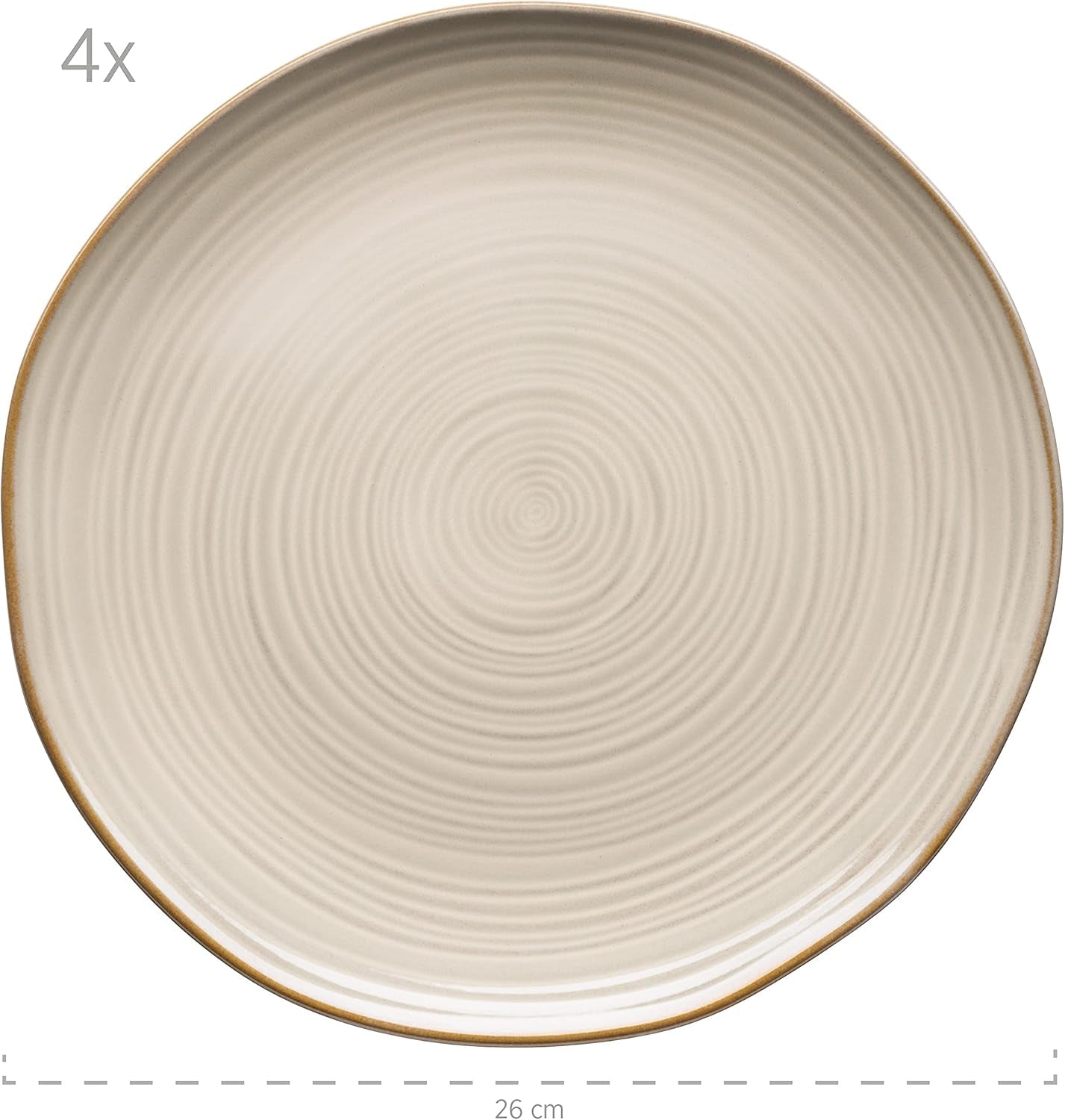 MÄSER 931371 Nottingham Vintage Series serviesset voor 4 personen, 8-delig servies, dinerborden en dinerborden, onregelmatige ronde retro-look, steengoed, beige