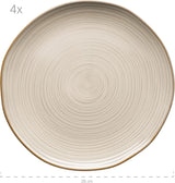 MÄSER 931371 Nottingham Vintage Series serviesset voor 4 personen, 8-delig servies, dinerborden en dinerborden, onregelmatige ronde retro-look, steengoed, beige