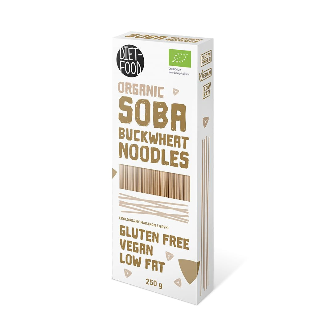DIET-FOOD Bio Buchweizen Soba Nudeln Lebensmittel Pasta Veganistisch Glutenvrij Lactosefrei Sojafrei Nudeln für Vegetarier en Veganer 250 Gram