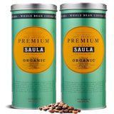 Saula premium koffiebonen, verpakking van 2 dozen x 500 g. 100% biologische Arabica