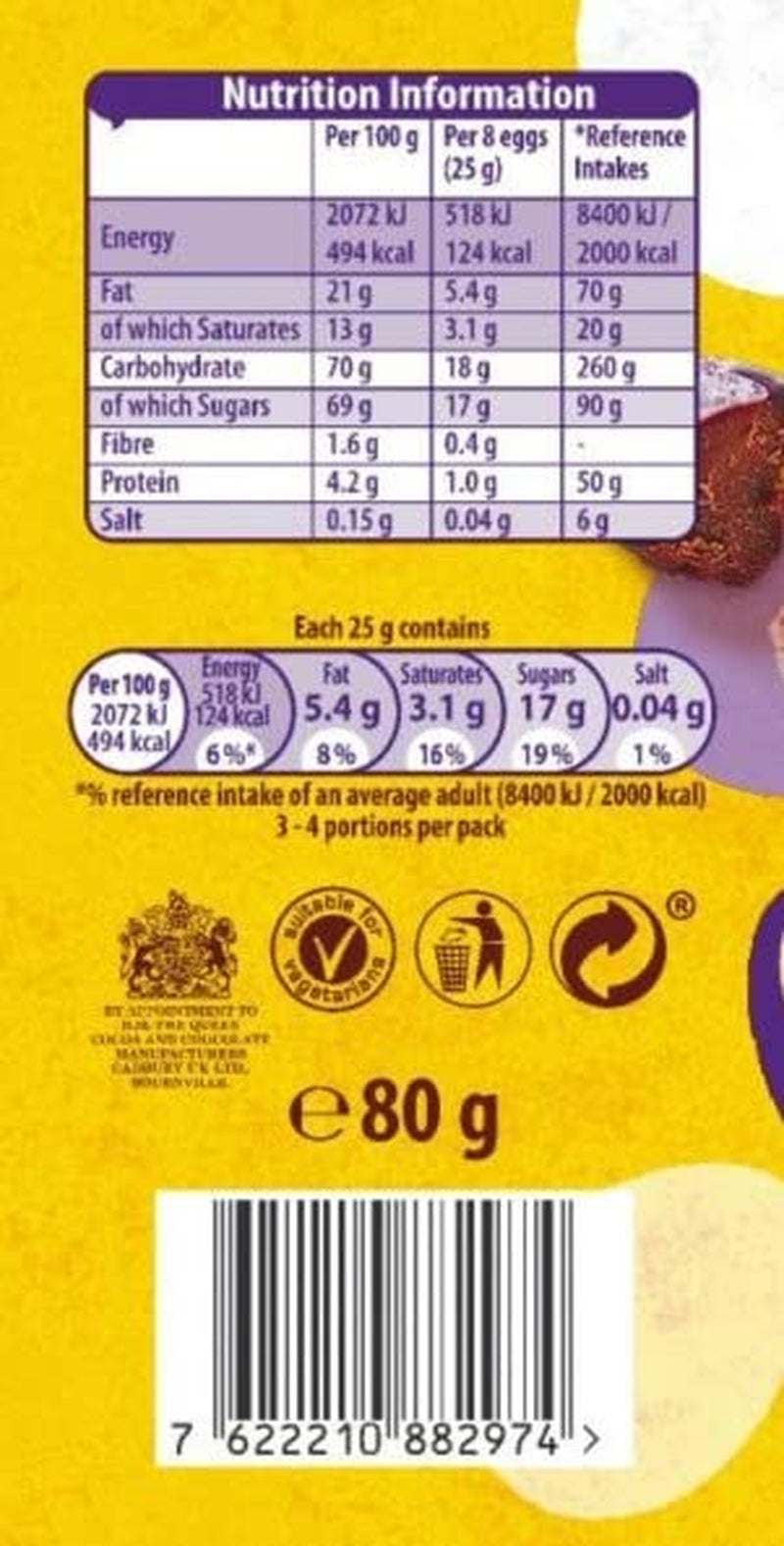 Stevig zakje kleine chocolade-eitjes (80g) in een knapperig suikerbakje (Paasvormpjes)