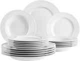 MÄSER Arlona 18-delig porseleinen servies voor 6 personen, tijdloos en elegant, wit