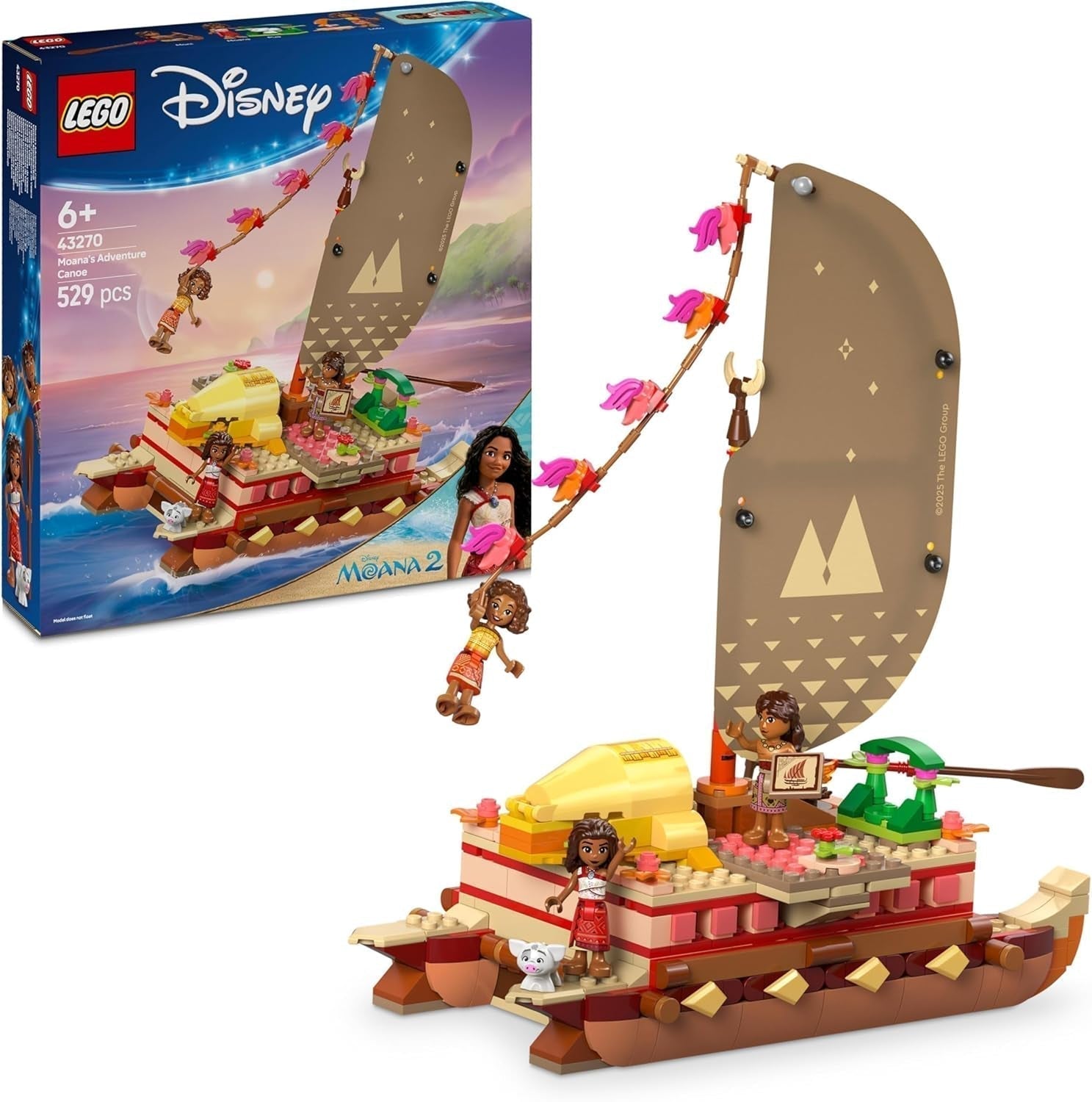 LEGO Ç€ Disney Moana 2: Moana's avonturenvlot - Speelgoedboot met zeilen, afneembaar dek, kampvuur en 3 minipoppetjes waaronder Loto en Moni - Cadeau voor meisjes vanaf 6 jaar en fans - 43270 Bouwsets Beuche in LEGO-Store Standaard titel