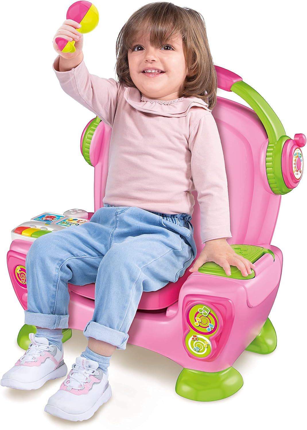 Clementoni 17755 Zingende fauteuil met roze geluid en dans - interactieve en multifunctionele fauteuil voor kinderen in het Italiaans, speelgoed 1 jaar - Made in Italy, veelkleurig Speelgoed Bebe Naty Shop