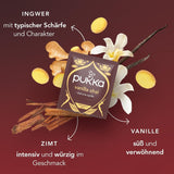 Pukka | Mix van biologische gearomatiseerde thee "Vanilla Chai" | Kaneel, gember en vanille | Thee voor een traktatie met natuurlijke zoetheid | Verpakking van 1 | 20 theezakjes