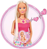 Simba 105733480 - Steffi Love babyrugzak, zwangere pop met baby en geweldige geluiden, babyaccessoires en draagzak, roze Naty Shop-poppen