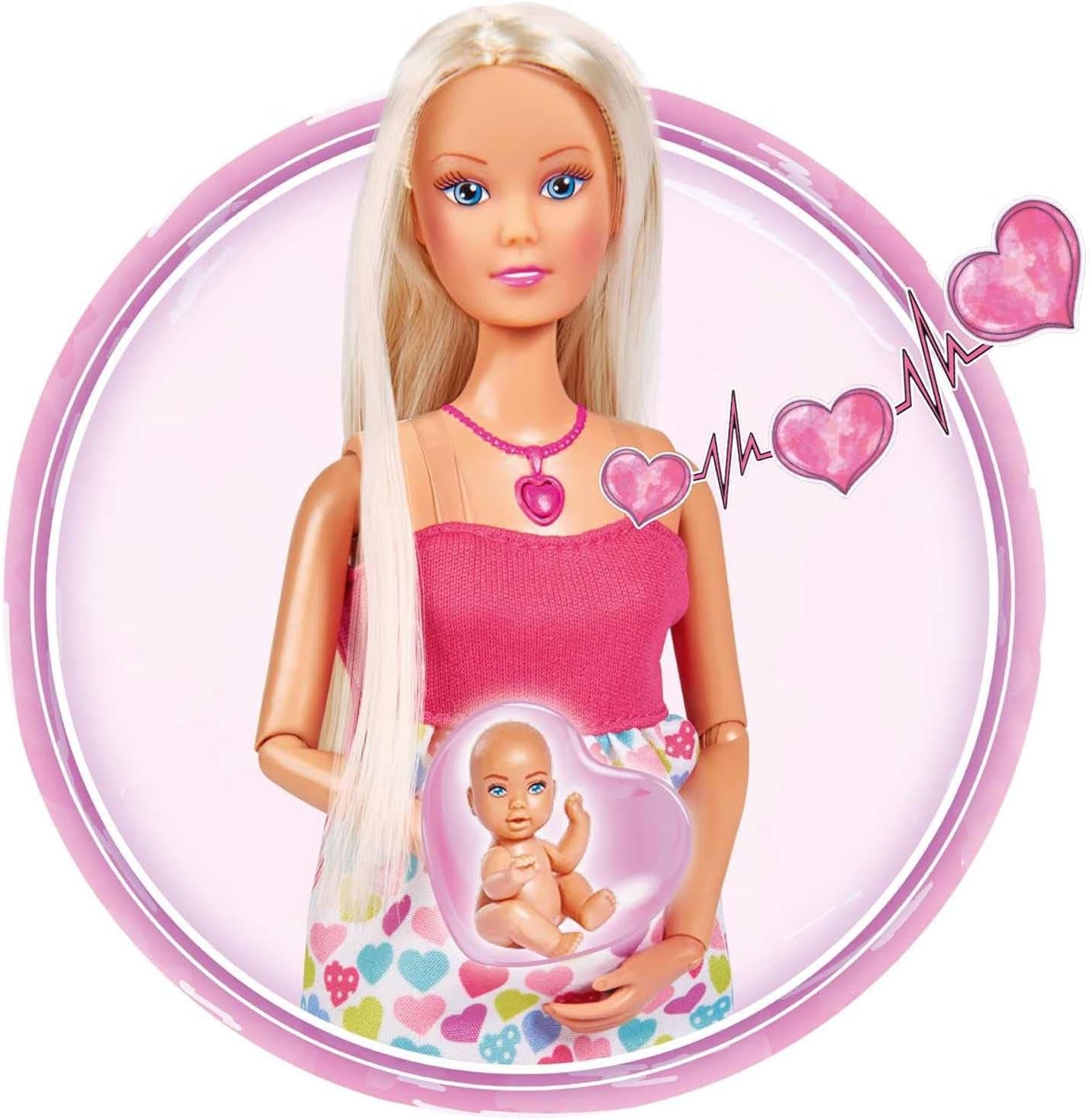 Simba 105733480 - Steffi Love Baby Bliss, zwangere pop en geweldige geluiden, babyaccessoires en draagzak