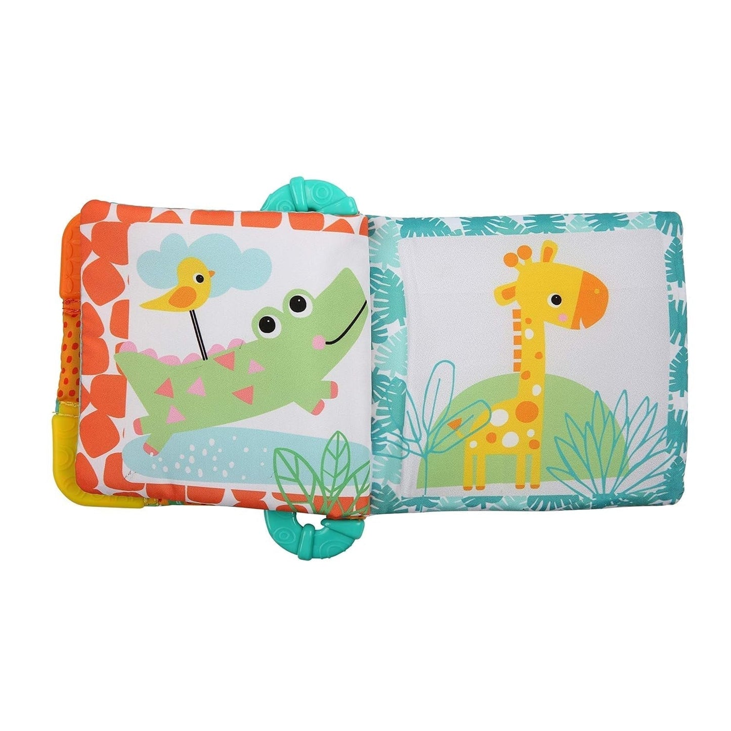 Heldere Starts, Bijten & Lezen, Rammelaar Doek Boek Grijpspeeltje en Stof Dierenprentenboek, Rammelaarboek, Bijtring, Kalmerend Tandvlees, Speelgoed voor baby's en peuters Babyspeelgoed van 3 maanden Naty Shop