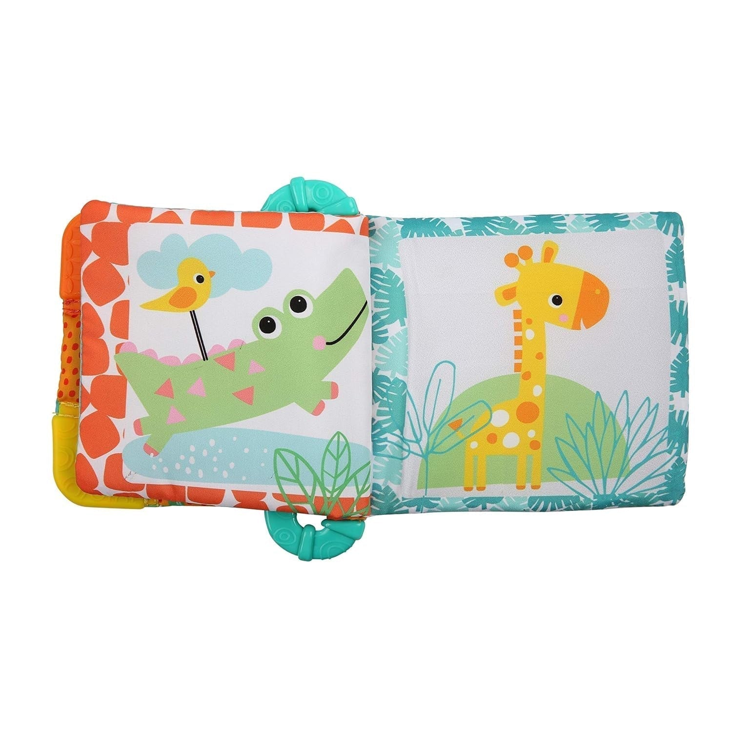 Heldere Starts, Bijten & Lezen, Rammelaar Doek Boek Grijpspeeltje en Stof Dierenprentenboek, Rammelaarboek, Bijtring, Kalmerend Tandvlees, Speelgoed voor baby's en peuters Babyspeelgoed van 3 maanden Naty Shop