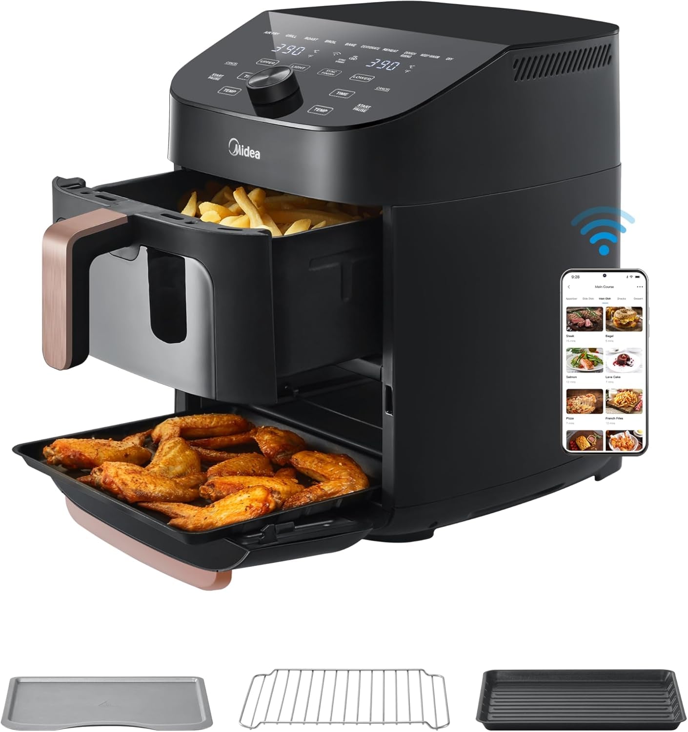 Midea Heteluchtfriteuse 2L, 1150W Airfryer, olievrij, Heteluchtfriteuse, Automatische uitschakelfunctie Huishoudelijke apparaten Naty Shop 11L