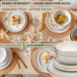 ZANGER | 24-delige Corfu Serviesset Servies voor 8 personen Handgemaakte keramische serviesset inclusief dinerborden, dessertborden en Suma-borden Crèmekleurig servies met zandtextuur