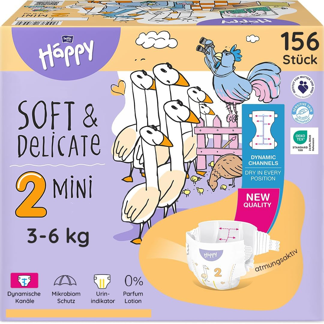 Bella Baby Happy Premium Luiers, Maat 6, Junior Extra, 15+ kg, 96 stuks, DERMATEST en OEKO-TEX Seal, Wegwerpluiers