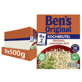 BEN'S ORIGINAL™ langkorrelige rijst, gekookt in zak, 9 x 500 g, 20 minuten